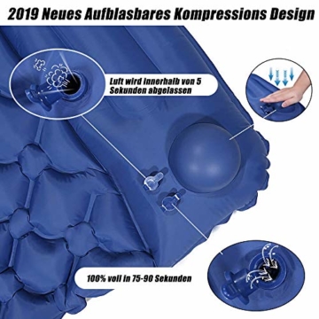 EZILIF Isomatte Selbstaufblasend Kompressionsdesign Camping Schlafmatte Outdoor Aufblasbar Isomatten Ultraleicht Luftmatratzen für Camping, Reise, Wandern, Schwimmbad - 2