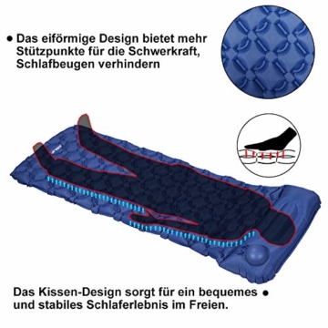 EZILIF Isomatte Selbstaufblasend Kompressionsdesign Camping Schlafmatte Outdoor Aufblasbar Isomatten Ultraleicht Luftmatratzen für Camping, Reise, Wandern, Schwimmbad - 3