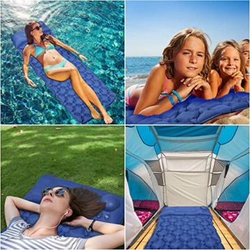 EZILIF Isomatte Selbstaufblasend Kompressionsdesign Camping Schlafmatte Outdoor Aufblasbar Isomatten Ultraleicht Luftmatratzen für Camping, Reise, Wandern, Schwimmbad - 7